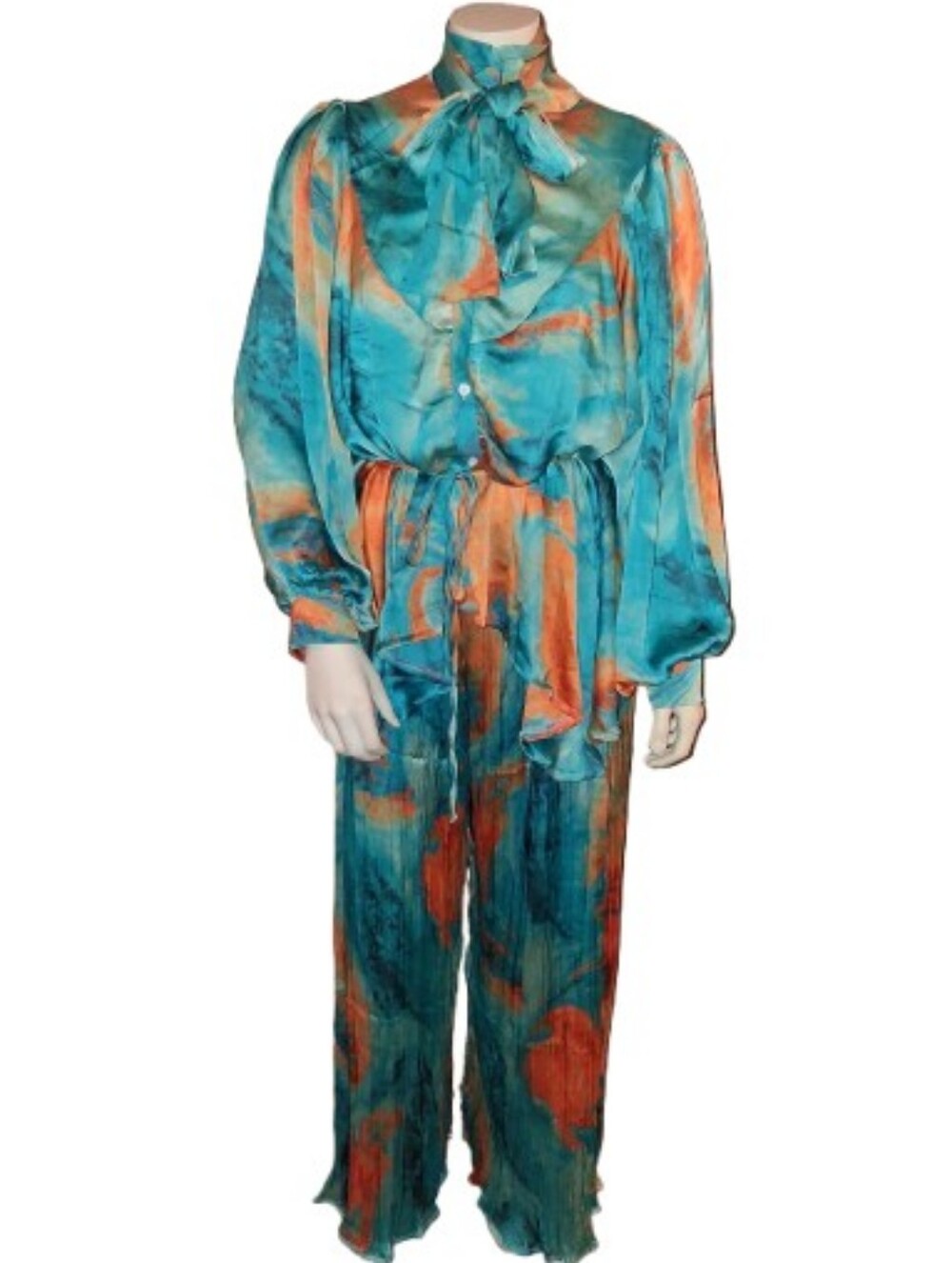 Abstract Print Pant Set in Blue & Orange